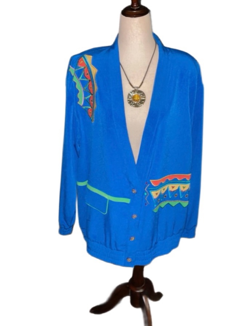 City Girl by Nancy Bolen • Medium • Blue • Geometric Design • Jacket •New W/Tags